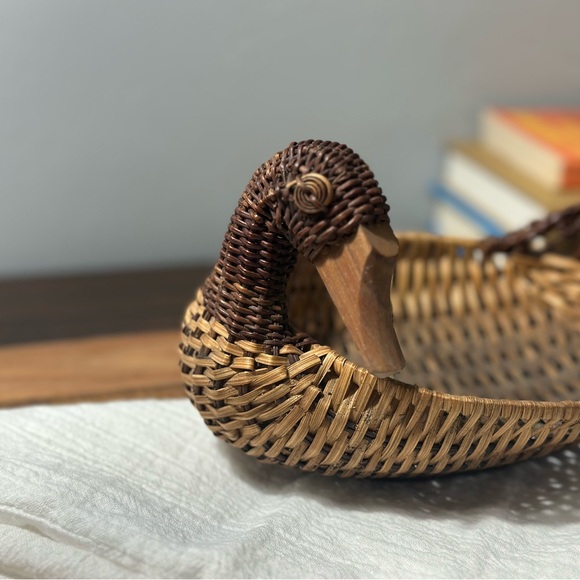 A Vintage Woven Duck Basket with Brown Eggs - Picture 5 of 8
